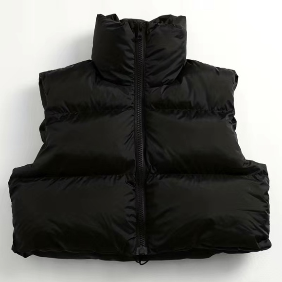 High Neck Vest, Casual Zip Up Sleeveless Warm Puffer Vest - Picture 4 of 9